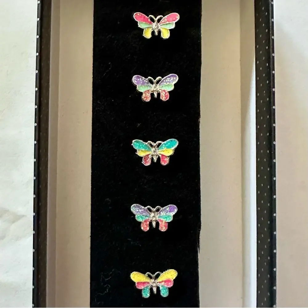 Colorful Coordinating Butterfly Rings Set